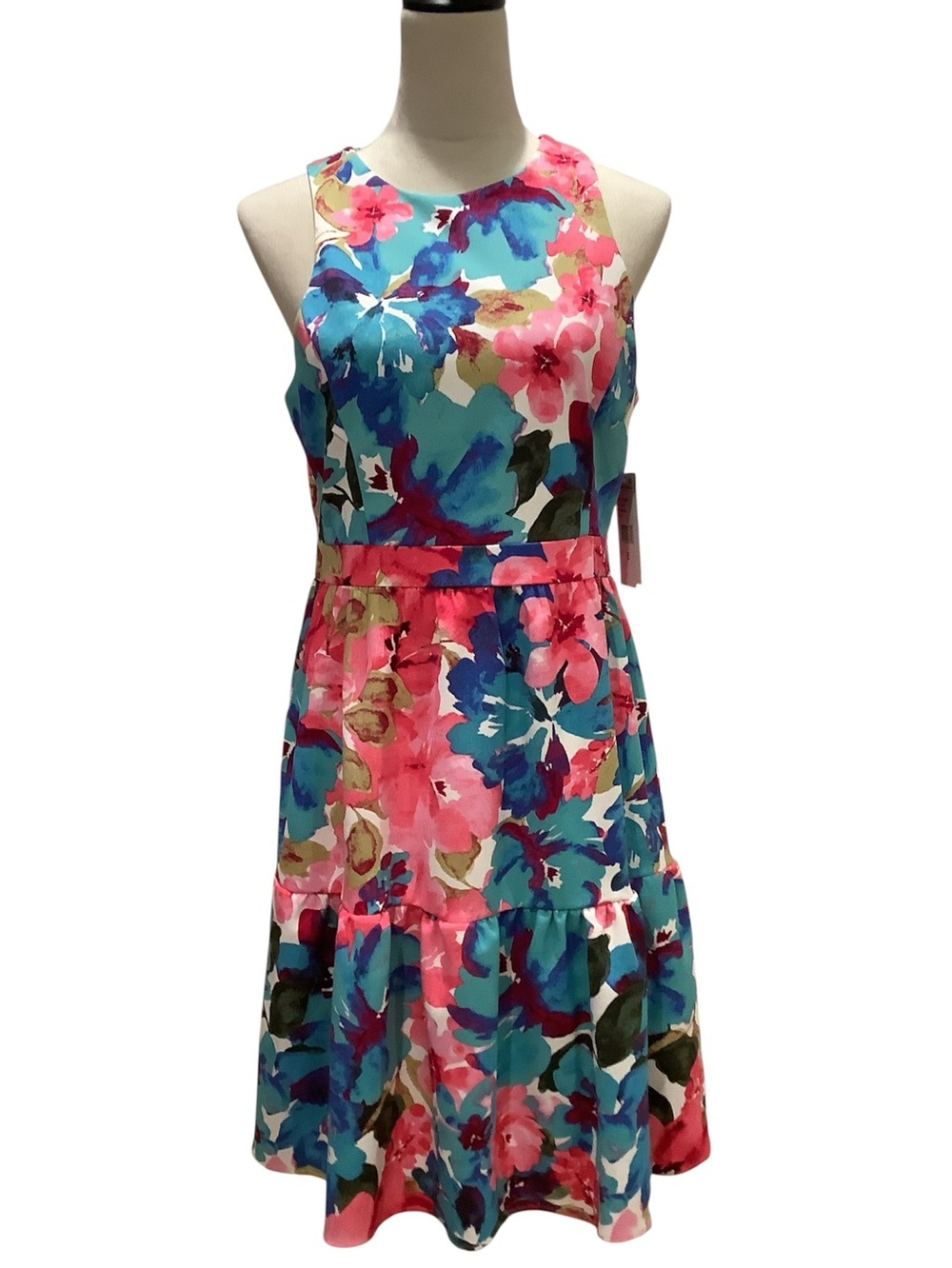 Julia Jordan Floral Sleeveless Fit-and-Flare Dress in Pink & Blue Size 8, NWT